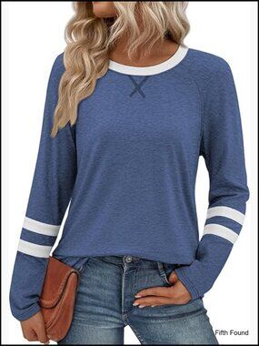 Long Sleeve Tunic T-Shirt Regular Fit Polyester Blend Loose Top